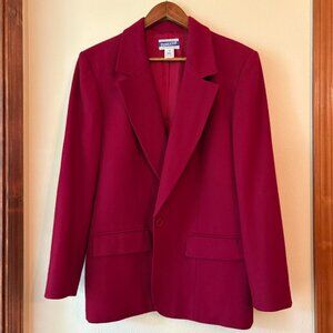 VTG 90s Pendleton 100% Virgin Wool Blazer Cranberry Red Sz 10 USA Pockets Office